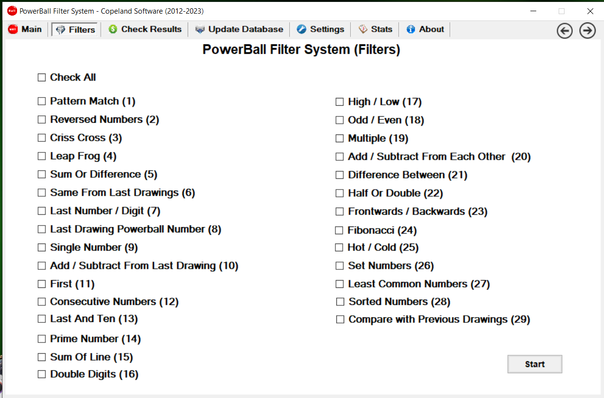 PowerBall lottery Filter System