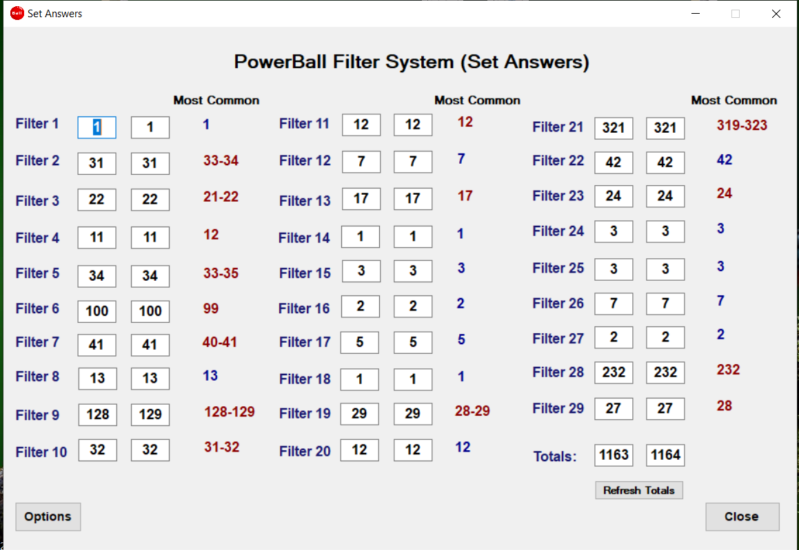 PowerBall lottery Filter System